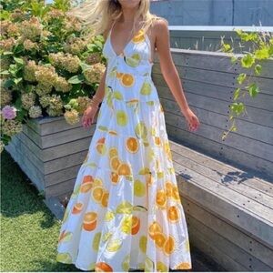 Edie Parker® X J.Crew button-front tiered maxi dress in limes and oranges